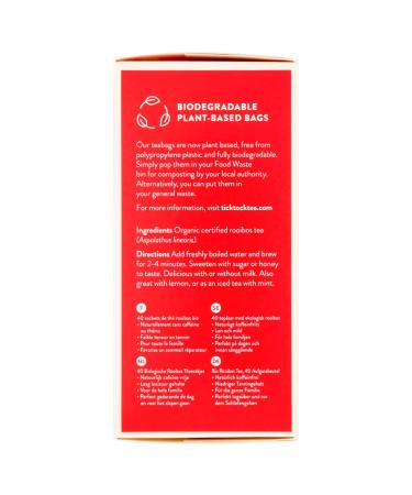 Tick Tock Teas Organic Original Rooibos Tea Bags - 40 Count (Pack of 1) - Buy Online on GoSupps.com