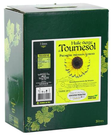 Jemangefrancais First Cold Press Virgin Sunflower Oil Bib, 3 L
