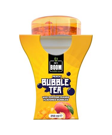 DM'S Boom Bubble Tea Peach Bubble Tea With Popping Mango Flavored Bubbles 250 ml (Pack of12)