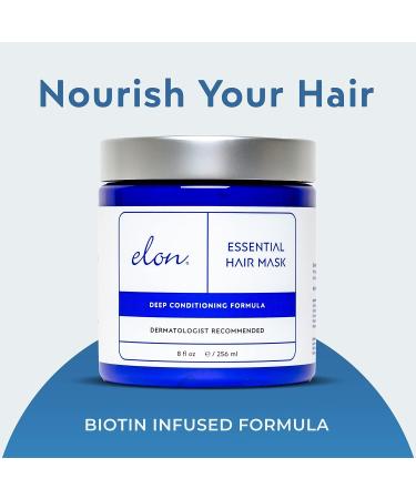 Elon Essentials Deep Conditioning Hair Mask - Hydrating Treatment with Shea Butter, Biotin, Argan & Coconut Oil - Restores Shine & Silkiness - 8 oz - Buy Online on GoSupps.com