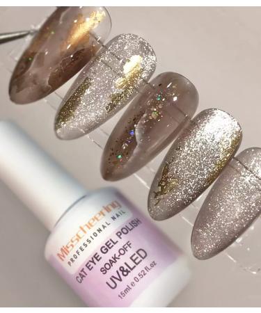 15ml Soak Off 9D Cat Eyes Magnetic Gel Polish in Bright Silver - Multicolor UV Gel Nail Enamel with Glitter Velvet Finish - Buy Online on GoSupps.com