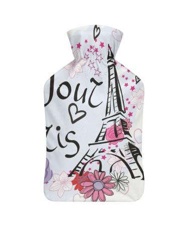 Eiffel Tower Hot Water Bottle With Cover Plush Bed Bottle Hand Warmer For Adults And Children 26.5X15.3cm