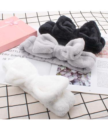 Araluky Bow Hair Band 3 Pack - Soft Microfiber Spa Headband for Women & Girls - White, Black, Gray - Buy Online on GoSupps.com