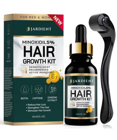Minoxidil and Biotin Hair Growth Oil for Beards and Preventing Hair Thinning - 5% Minoxidil for Men and Women 1 Fl Oz Green