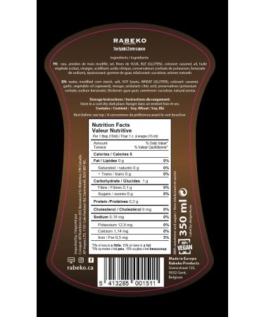 Rabeko Zero Sauce -Teriyaki 1 x 350ml Fat-Free and Low Sugar - healthy low carb products calorie-reduced fat for salad French fries burgers grill - Buy Online on GoSupps.com