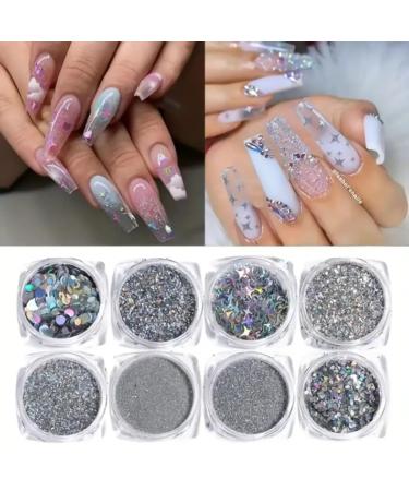 Buy Gzmayuen Silver Nail Glitzer Flakes Set - 8 Colors Holographic Glitter for Nail Art Crafts & Festival Decoration - 8PCS-06 - Buy Online on GoSupps.com