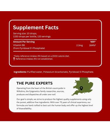 Vitamin B6 (P5P) 100ml | Pyridoxal-5-Phosphate 2300mcg | UK Made Vegan Friendly Liquid |10 Drops Daily (133 Servings) 133 count (Pack of 1) - Buy Online on GoSupps.com