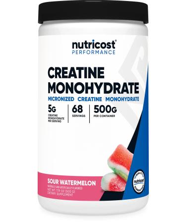 Nutricost Creatine Monohydrate Powder (Sour Watermelon 500 Gram) - Micronized Creatine Supplement Vegan GMO-Free Gluten-Free 68 Servings