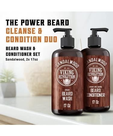 Beard Wash & Conditioner Set - 17 oz (Pack of 2) - Argan & Jojoba Oils - Softens & Strengthens - Natural Sandalwood Scent - Beard Shampoo w/ Oil - Buy Online on GoSupps.com
