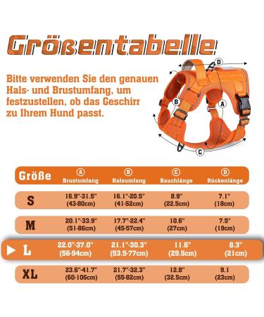 Rabbitgoo Large Dog Harness - Durable Adjustable Tactical Harness with Handles for Hiking Anti-Train Design Orange (1 Pack) - Buy Online on GoSupps.com