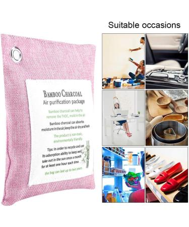 Natural Activated Charcoal Air Purification Bag - Bamboo Smell Eliminator for Home Auto Fridge Toilet Bathroom & Cabinets (Pink) - Buy Online on GoSupps.com