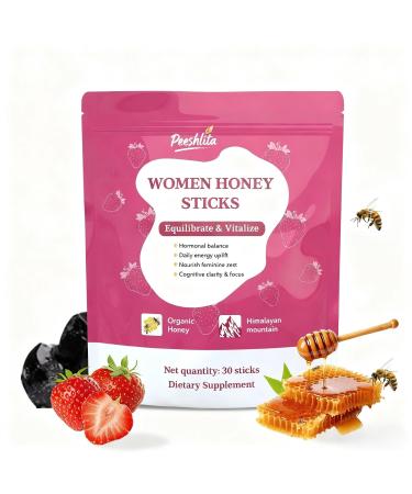 peeshlita Ayurvedic Shilajit Honey Sticks for Women Christmas Gift 30 Strawberry Honeysticks | Natural Hormonal Balance Focus & Stamina | Shatavari Saffron Lab-Tested