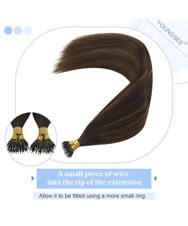 Youngsee Nano Ring Hair Extensions - Real Brown Ombre 60cm 50g - Medium Brown Nano Beads for Women - Buy Online on GoSupps.com