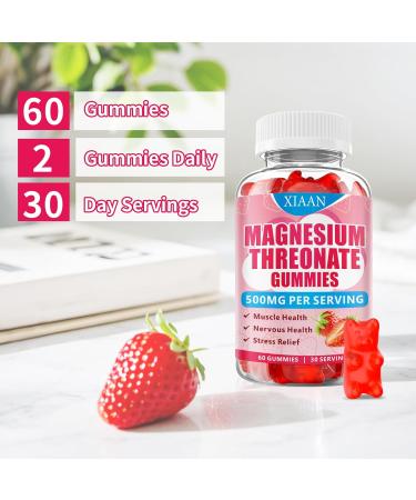 XIAAN Magnesium L-Threonate 500mg - Strawberry - 60 Gummies - Buy Online on GoSupps.com