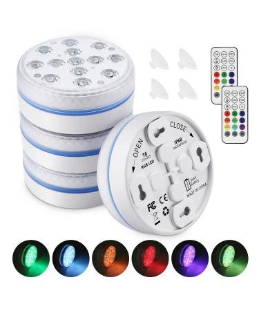 Moxled underwater light 13 LED pool lighting underwater magnetic magnetic with remote control waterproof RGB color change pool decol lights for swimming pool fountain pond aquarium party (4 pieces)