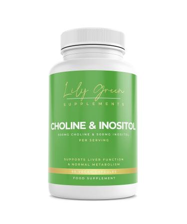 Lily Green | Choline 500mg & Inositol 500mg per Serving | 90 Vegan Capsules | Supports Normal Liver Function & Metabolism | Non-GMO | No Artificial Fillers or Excipients | Made in UK