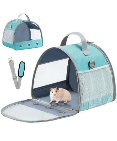 KIKIMINK Small Pet Carrier Bag, Guinea Pig Carrier, Hamster Hedgehog Cage, Portable Small Animal Bag, Breathable Bird Rat Bunny Squirrel Carrier, Travel Carrier Outdoor Handbag Blue