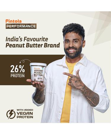 Pin'tola Plant Protein Peanut Butter Dark Chocolate Crunchy 1kg 26% High Protein 5g Fiber Vegan Protein Gluten Free Zero Trans Fat Nut Butter. - Buy Online on GoSupps.com