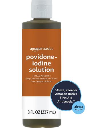 Amazon Basics 10% Povidone Iodine Solution Antiseptic 8 fl oz - First Aid Antiseptic 1-Pack - Buy Online on GoSupps.com