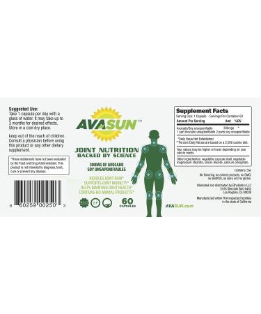 AvaSun Avocado Soy Unsaponifiable 300mg - Joint Nutrition Supplement - 60 Day Supply - Buy Online on GoSupps.com