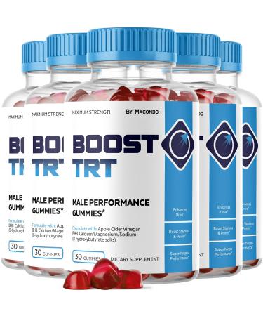 Macondo (5 Pack) Boost TRT Gummies BoostTRT Premium Blend with Natural Ingredients for Stamina and Energy Great-Tasting Performance Gummy Easy-to-Chew Offical Formula (150 Gummies)