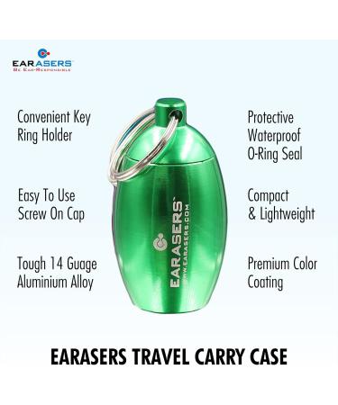 Buy EARasers Aluminum Waterproof Earplugs Keychain Case - Travel-Friendly Green Pill Holder - Buy Online on GoSupps.com