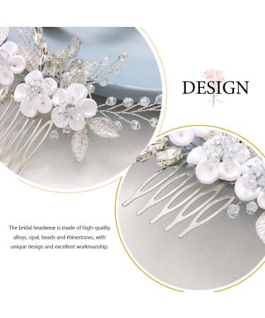 Catery Silver Rhinestone Bridal Hair Comb - Opal Headpiece for Women & Girls - Buy Online on GoSupps.com