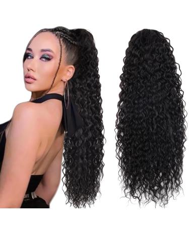 Drawstring Ponytail Extension 24 inch Long Curly Ponytail Hair Extension Synthetic Hairpiece for Women(2# 24 inch) 24inch-2#
