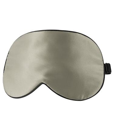 PATIKIL 100% Natural Silk Sleep Mask Adjustable Soft Eye Mask Cooling Blackout Eye Cover with Elastic Straps for Side Sleeping Women Men Travel Khaki