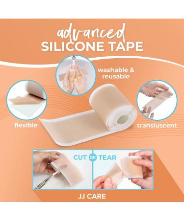 JJ CARE 1.6 x 120 Soft Silicone Scar Tape - Flexible, Washable & Reusable Medical Grade Strips for Surgical Scars - Latex-Free Silicone Tape - Buy Online on GoSupps.com