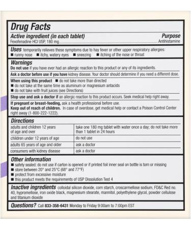 Foster & Thrive 24 Hour Allergy Relief - Non-Drowsy Fexofenadine Hydrochloride 180 mg 70 Tablets for Indoor & Outdoor Allergies - Buy Online on GoSupps.com