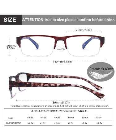 Buy EYEURL 4-Pack Half Frame Blue Light Reading Glasses - Rectangle Semi Rimless Men & Women Eyeglasses with Spring Hinge - 1.75 Magnification - Buy Online on GoSupps.com