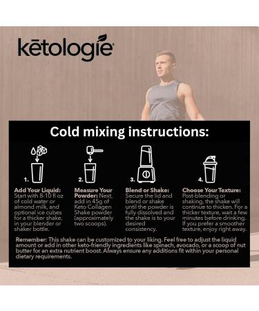 Ketologie Keto Collagen Shake (Chocolate) - with Coconut Oil, Prebiotics, Grass Fed Hydrolyzed Collagen Peptides Type I & III, Low Carb, Gluten Free,1.78lbs. (810g) - Buy Online on GoSupps.com