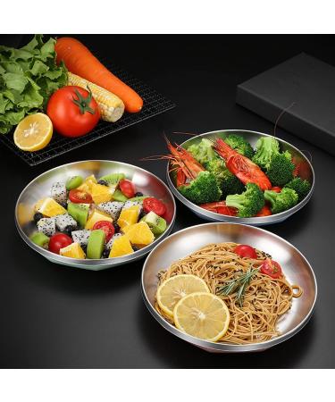Fruit Tray Stainless Steel Plate Thickened Anti-scalding Restaurant Disc Home Jiaozi Plate Kitchenware - Buy Online on GoSupps.com