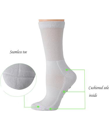 Yomandamor Women's 5 Pairs Cushioned Diabetic Crew Socks - Breathable Seamless Dress Socks with Arch Support Size 9-11 White - Ideal for Comfort & Health - Buy Online on GoSupps.com