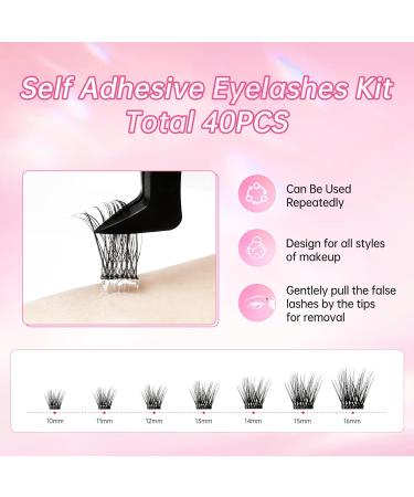 Beauty7 Self Adhesive Eyelashes - No Glue Needed Reusable Lash Clusters (40pcs) for DIY Lash Extension | Dense Fan Clusters - Buy Online on GoSupps.com