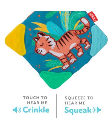 Nuby Plush Tiger Teething Blankie - Cuddle & Chew Toy with Squeaker | Connector Clip | Multi-Colored Design | 0+ Months - Buy Online on GoSupps.com