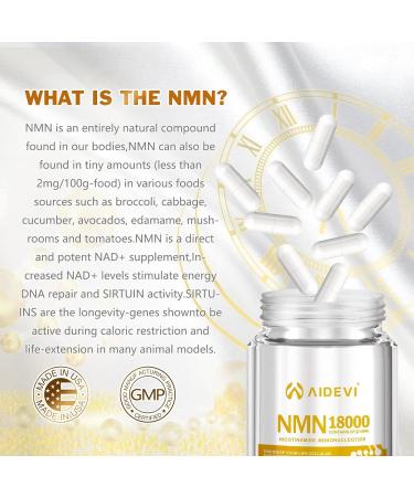 AIDEVI NMN 18000 480mg - 99% Pure Nicotinamide Mononucleotide Supplement with Resveratrol Nobel Laureate Developed Third-Party Tested Increased NAD+ Levels Healthy Aging 60-Day Supply 3pcs - Buy Online on GoSupps.com