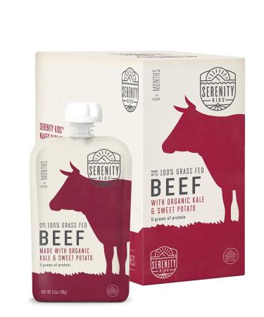 Serenity Kids Grass Fed Beef Baby Food Pouches with Kale & Sweet Potatoes - 6+ Months (12 Count) - Buy Online on GoSupps.com