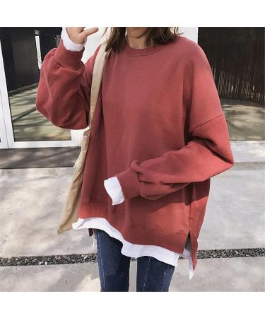 Women's Red Casual Hooded Sweatshirt - Loose Fit Long Sleeve Pullover Blouse Top (Medium) - Buy Online on GoSupps.com