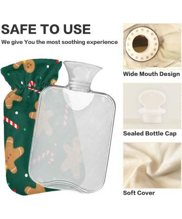 Cozy 2L Hot Water Bottle with Christmas Motif - Soft & Warm Ginger Cookies Design for Winter Relief - Perfect for Bed Hand Neck & Shoulders - Buy Online on GoSupps.com