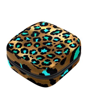 Menstruation pad bag with zipper women's napkin bag tampons collective bags for women and girls (golden leopard pattern)