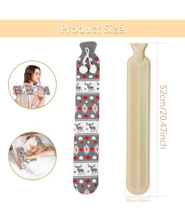 Abnaok Long Hot Water Bottle with Soft Cover - Natural Rubber Neck Warmer for Shoulder, Leg, and Body - Hot Water Bottle with Cover for Ultimate Comfort - Buy Online on GoSupps.com