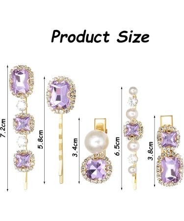 Purple Hair Accessories - 5 Elegant Purple Hair Clips for Women Vintage Diamond Hair Pins Handmade Faux Crystal Bobby Pins Elegant Gold Metal Bobby Pins Gifts for Women Girls - Buy Online on GoSupps.com