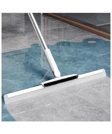 RRRYYYZZ Floor Squeegee for Concrete Floor with Brush and 2 Scrape 49'' Adjustable Handle Silicone Broom Garage Floor Squeegee for Smooth Floors Rugs Windows