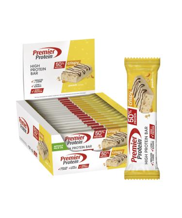 Premier Protein - High Protein Bar 50%+Crispy - Peach - 16x40g - faible en sucres pauvre en glucides sans huile de palme Peach 16 x 40g