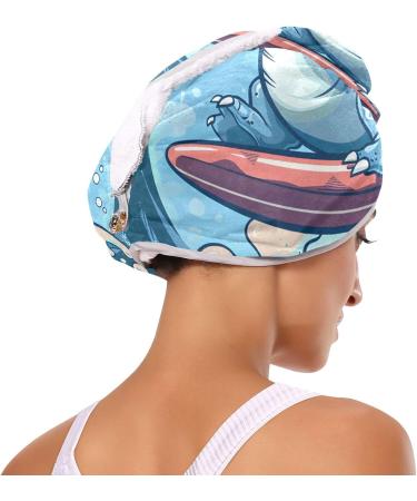 Cute Cartoon Dinosaur Hair Towel 2 Pack | Super Absorbent Quick Dry Hair Turbans for Women & Girls - Buy Online on GoSupps.com