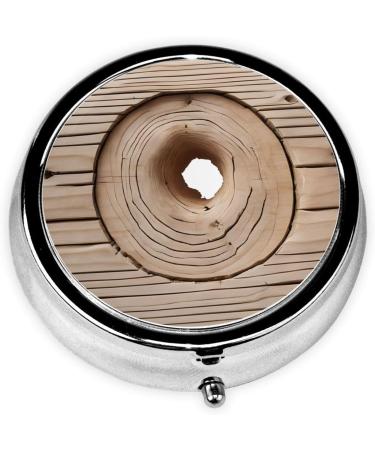 Wood Grain Printed Mini Round Pill Box - 3 Compartment Travel Pill Organizer for Home & Office Use - Buy Online on GoSupps.com