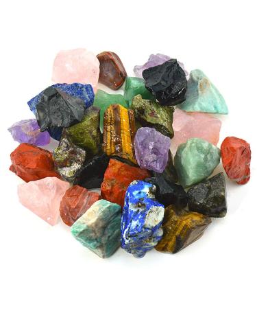 1 lb Bulk Rough Madagascar Stones Mix - Large 1" Natural Raw Stones Crystal for Tumbling, Cabbing, Fountain Rocks, Decoration,Polishing, Wire Wrapping, Wicca & Reiki Crystal Healing Mixed Color
