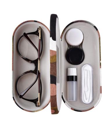Carn fabric contact lens container - 2 in 1 double -sided portable glasses case - - tweezers and applicator included - perfect for Home Travel